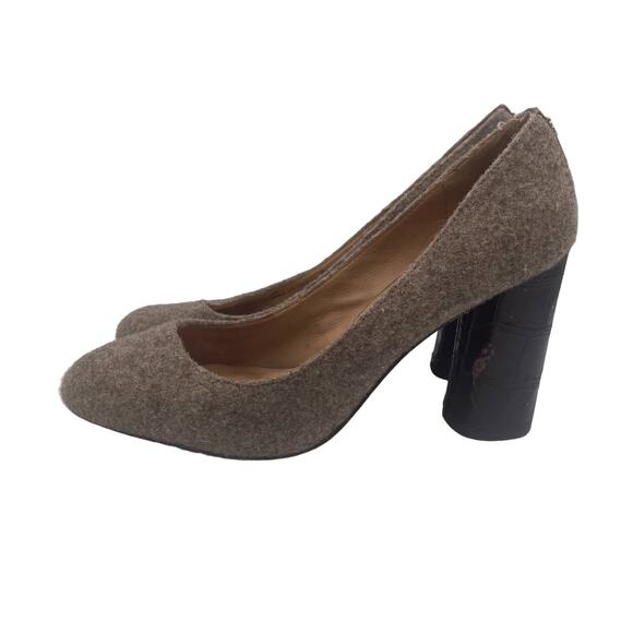 Coach Ophelia Heels Pumps Croco Gray Brown Fabric Womens 10 - Picture 1 of 9